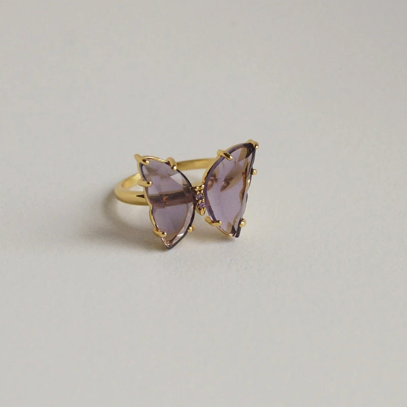 Crystal Glass Butterfly Ring
