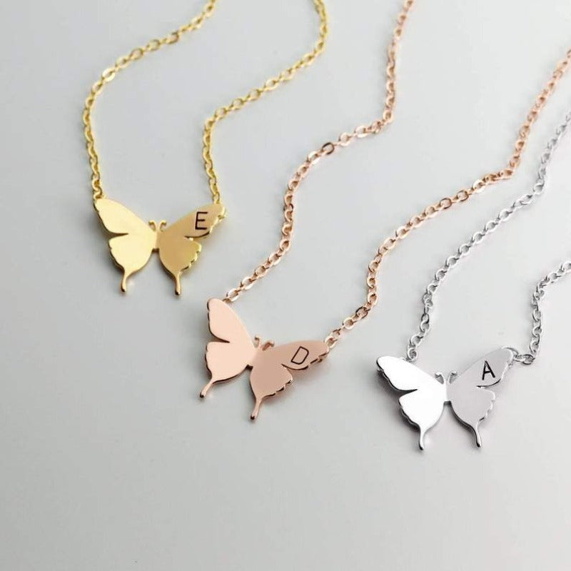 Butterfly Necklace With Initial