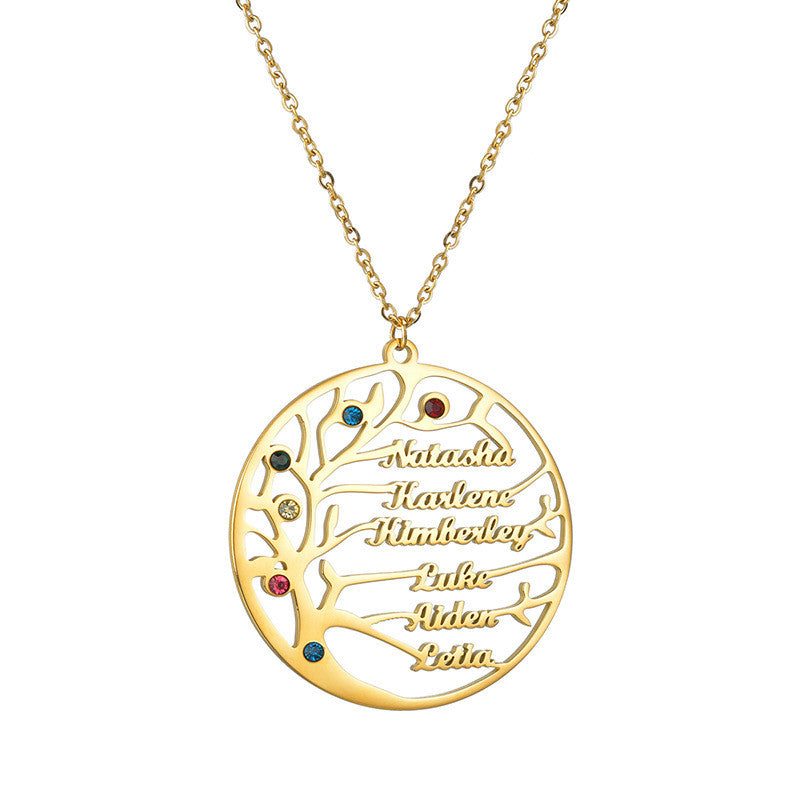 Custom made Birthstone Family Tree Name Necklace
