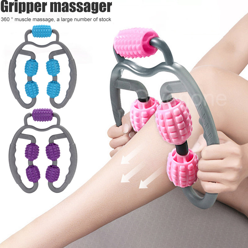 U Shape Trigger Point Massage Roller Full Body Massage Tool Arm Leg Neck Muscle Massager 4 Wheels Fitness Device For Sports