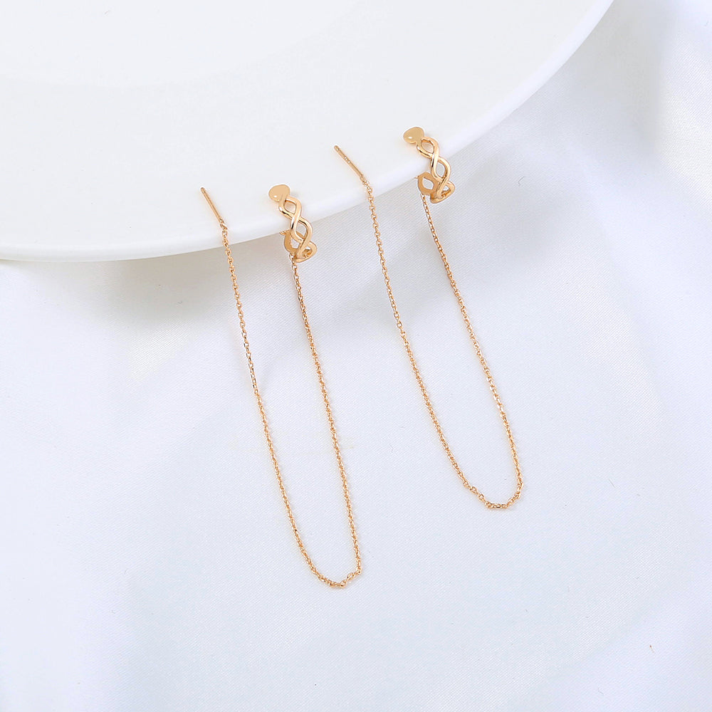 Gold Long Fringed Copper Ear Clip Ear Wire