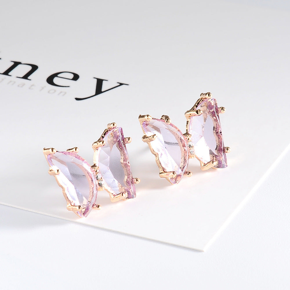 crystal glass butterfly earrings