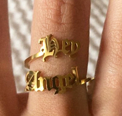 Two Name Engraved Gold Couple Rings