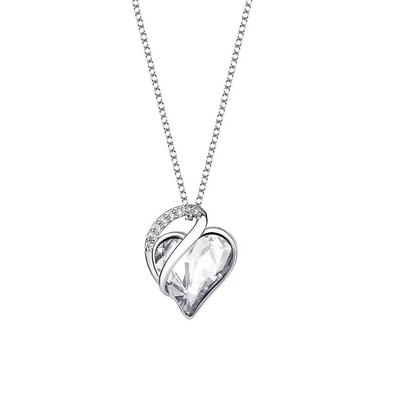 925 Sliver Heart Shaped Geometric Necklace Jewelry Women's Clavicle Chain Valentine's Mothers Day Gift