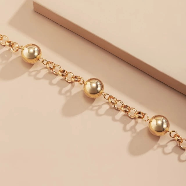 Golden Balls Short Clavicle Chain Necklace