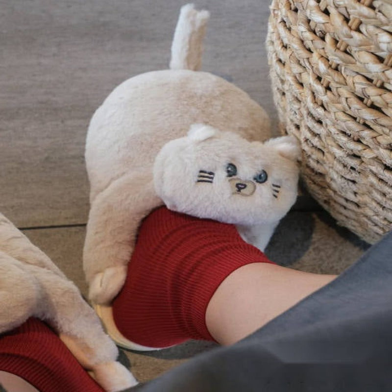 Cute Christmas gift. Cat hugging slipper. farry fashion